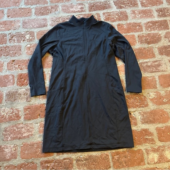 Athleta Black Delaney Stretchy Dress size 1X pockets wicking - Picture 1 of 16